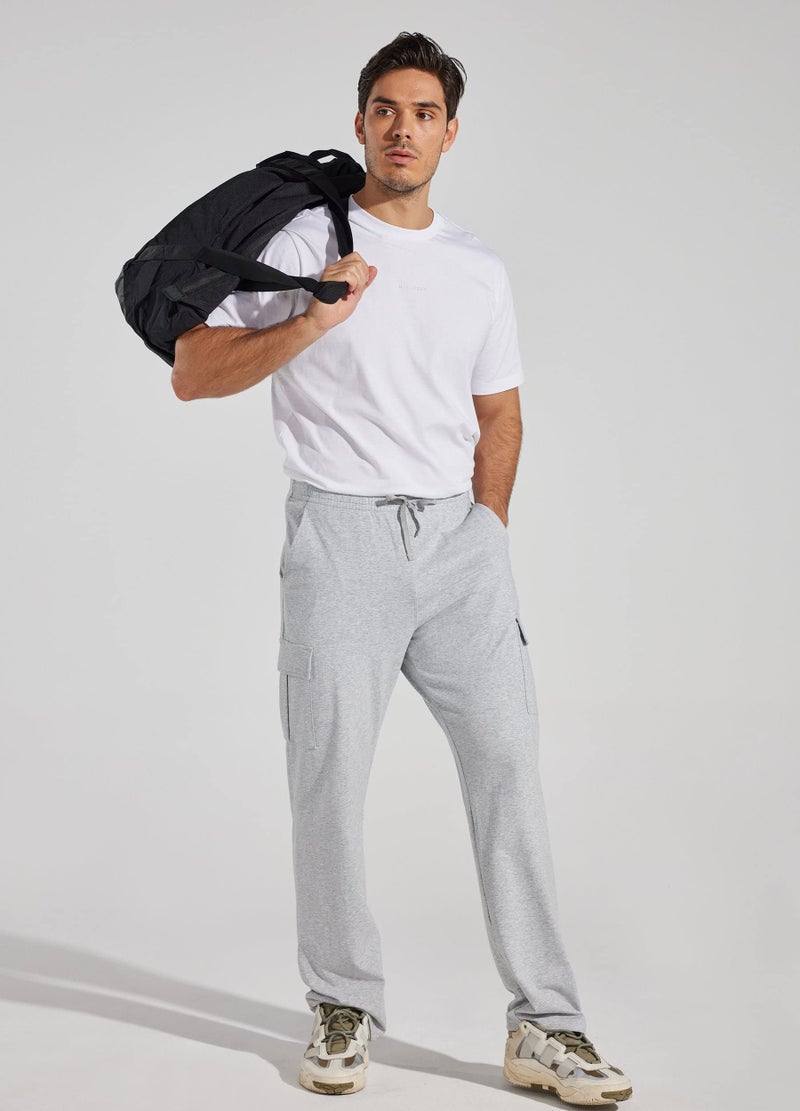 Willit Men's Cotton Yoga Sweatpants Athletic Lounge Pants Cargo Open Bottom Joggers Straight Leg Casual with Pockets Light Gray L - Image 5