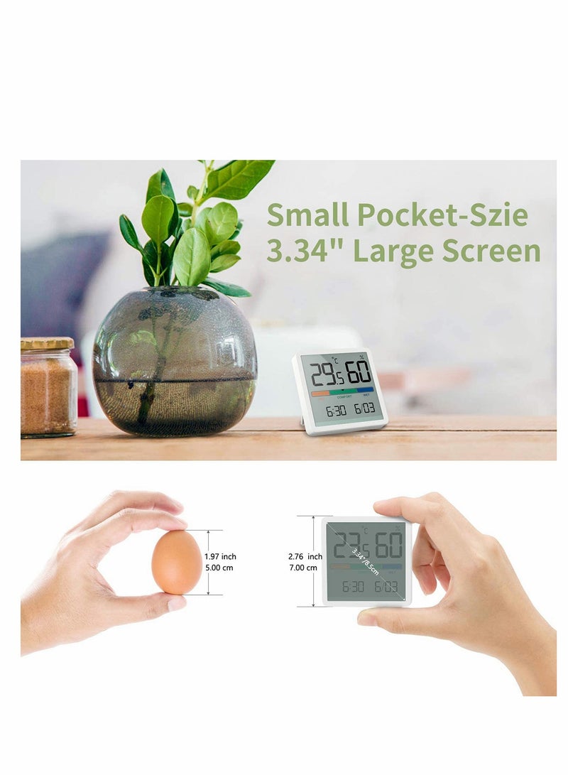 SYOSI Digital Hygrometer Indoor Thermometer, Room Humidity Gauge, Accurate Desktop with Temperature, Humidity, and Clock - Image 2