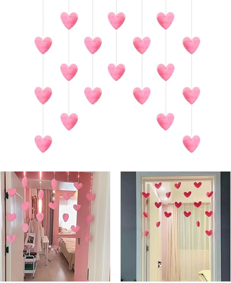 تعليقات يدوية زرقاء معلقة على الأبواب مع خطاطيف قلوب لطيفة على شكل قلادة سهلة التركيب طول قابل للتعديل - Image 3