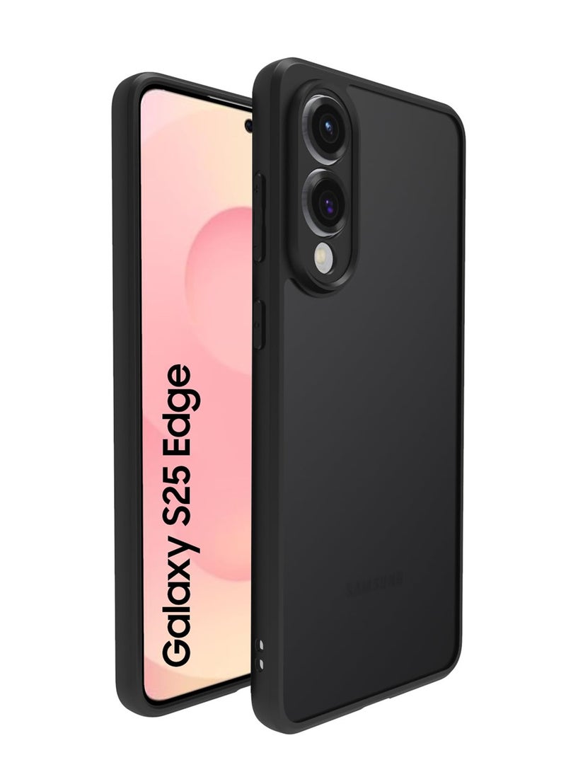 Wtech Samsung Galaxy S25 Edge 5G 2025 Hybrid TPU Silicone with Raised Armour Bumpers Slim Case Cover (MCAPSA) - Clear/Black - Image 1