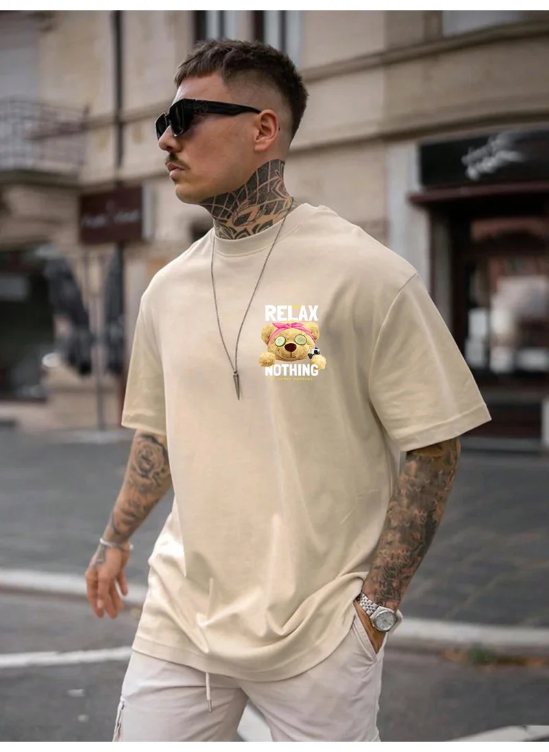 DogFish Printed Oversize Beige Men's T-Shirt