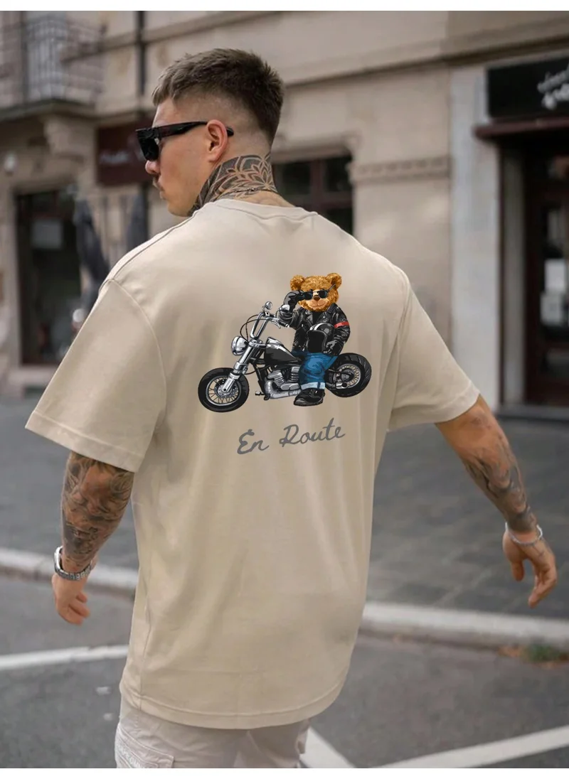 DogFish Printed Oversize Beige Men's T-Shirt