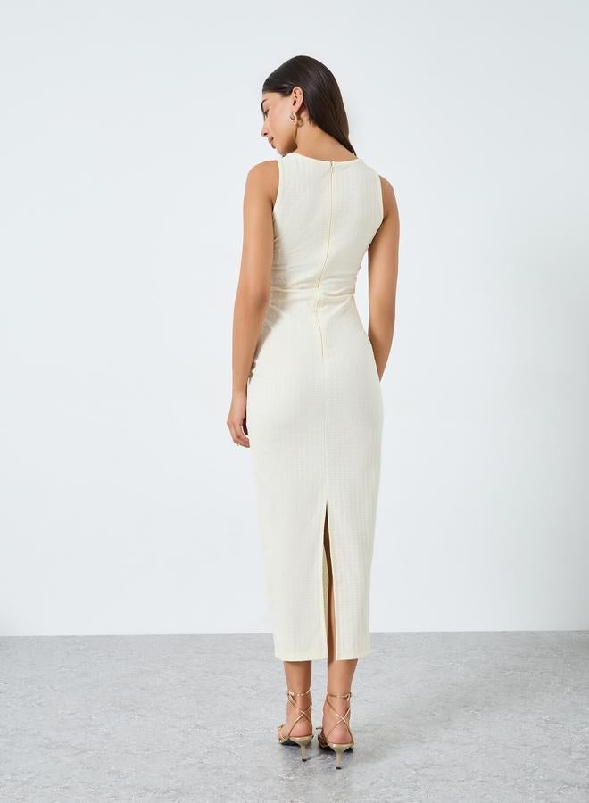 Take Two Solid Bodycon Sleeveless Midi Dress - Image 5