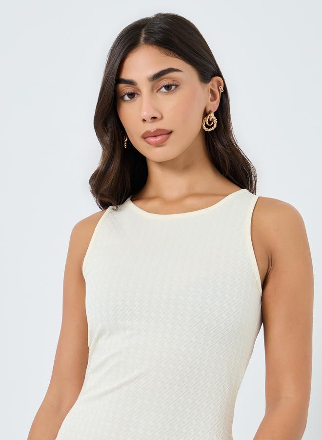 Take Two Solid Bodycon Sleeveless Midi Dress - Image 3
