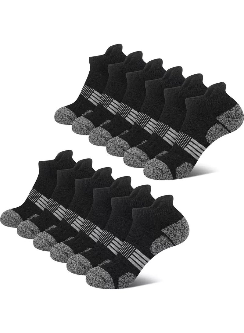 XUN Men's Low-Top Sports Cotton Cushioned Ankle Socks for Running, Gym, Training, Casual Wear, 6 Pairs (One Size) - Image 1