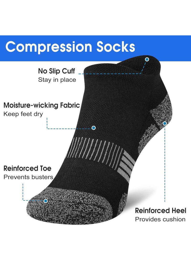 XUN Men's Low-Top Sports Cotton Cushioned Ankle Socks for Running, Gym, Training, Casual Wear, 6 Pairs (One Size) - Image 2