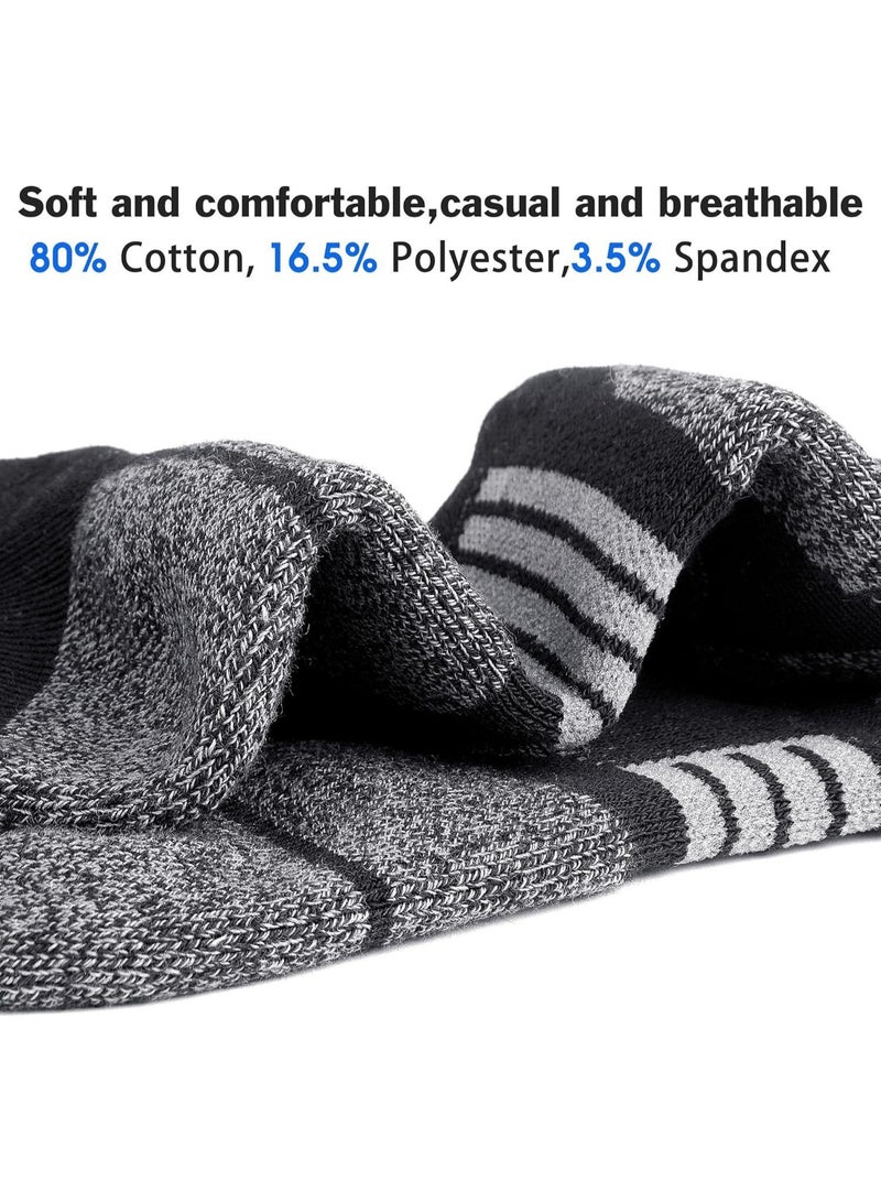 XUN Men's Low-Top Sports Cotton Cushioned Ankle Socks for Running, Gym, Training, Casual Wear, 6 Pairs (One Size) - Image 3
