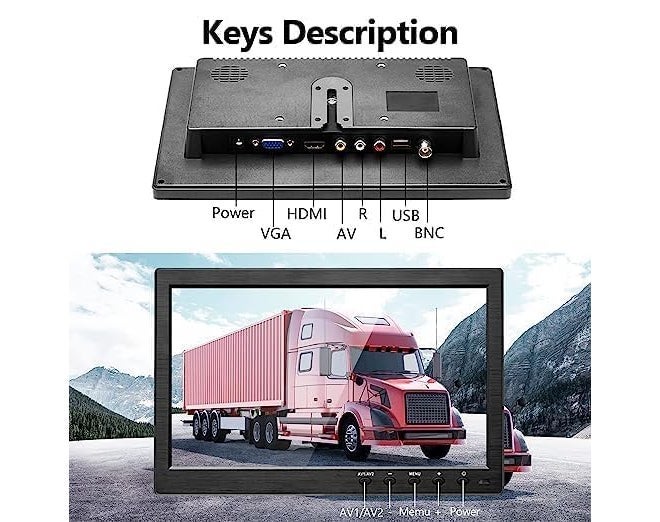 SKPM 10.1 Inch Hd Monitor Big Stand Mini Tv&Computer Display TFT LCD Color Screen for Car Backup Camera&Home Security System Built in Speaker Support Bnc/Avi/Vga/Hdmi Input - Image 4