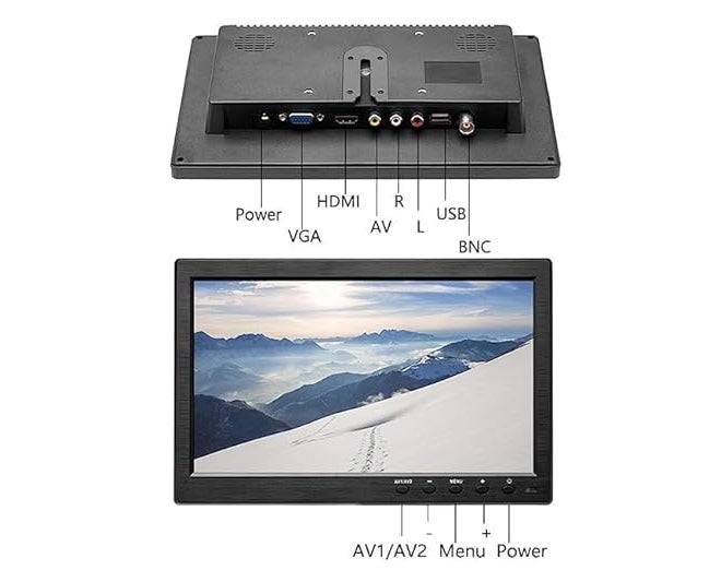 SKPM 10.1 Inch Hd Monitor Big Stand Mini Tv&Computer Display TFT LCD Color Screen for Car Backup Camera&Home Security System Built in Speaker Support Bnc/Avi/Vga/Hdmi Input - Image 5