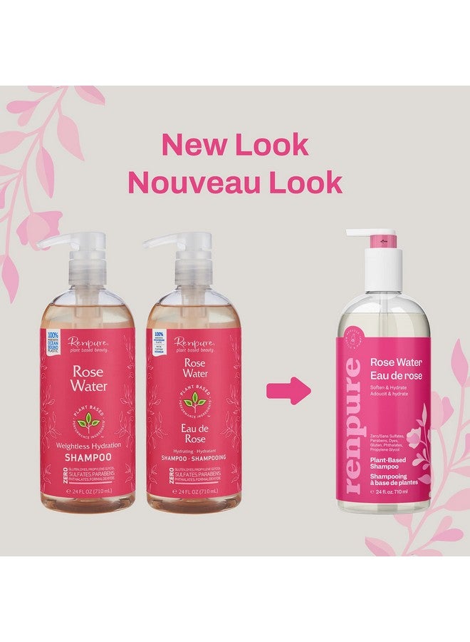 Renpure Enpure Plant Based Rose Water Hydrating Shampoo For Dry Hair Sulfate Free Shampoo Paraben Free Cruelty Free & Color Safe Naturally Moisturizing & Refreshing Rose Water Shampoo For Women - Image 3