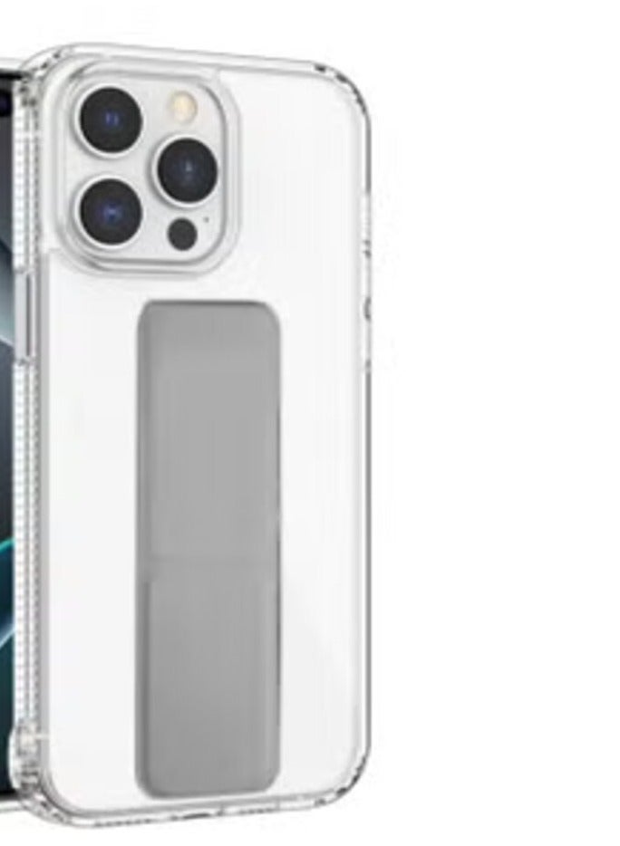 جراب حماية لهاتف ايفون 11 برو مكس مع مسكة مغناطيسية مدمجة شفاف رمادي