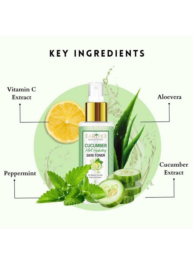 EARTHO essentials Cucumber Mint Hydrating Toner With Aloevera Cucumber & Carrot Seed Extract 100Ml - Image 4