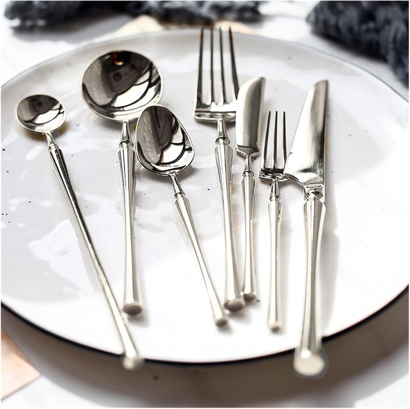 304 Mirror Stainless Steel Dinner Knife Fork Spoon Dinnerware Set Luxury Cutlery Silverware Steak Coffee Dessert Fruit Tableware(Long ice spoon) - Image 3