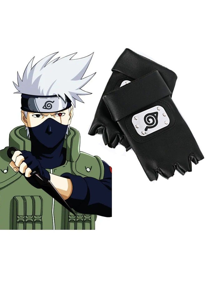 2-PCS Role-playing Hatake Kakashi Gloves Leather Gloves Ninja Party Props - Image 1