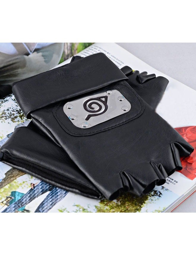 2-PCS Role-playing Hatake Kakashi Gloves Leather Gloves Ninja Party Props - Image 2