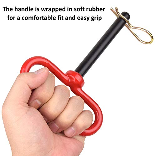Comonc 2 PCS 3/4 inch Red Handle Hitch Pin Hitch Pin Accessories for Tractors,Clevis pin 3/4 x 6-1/2 inch - Image 3