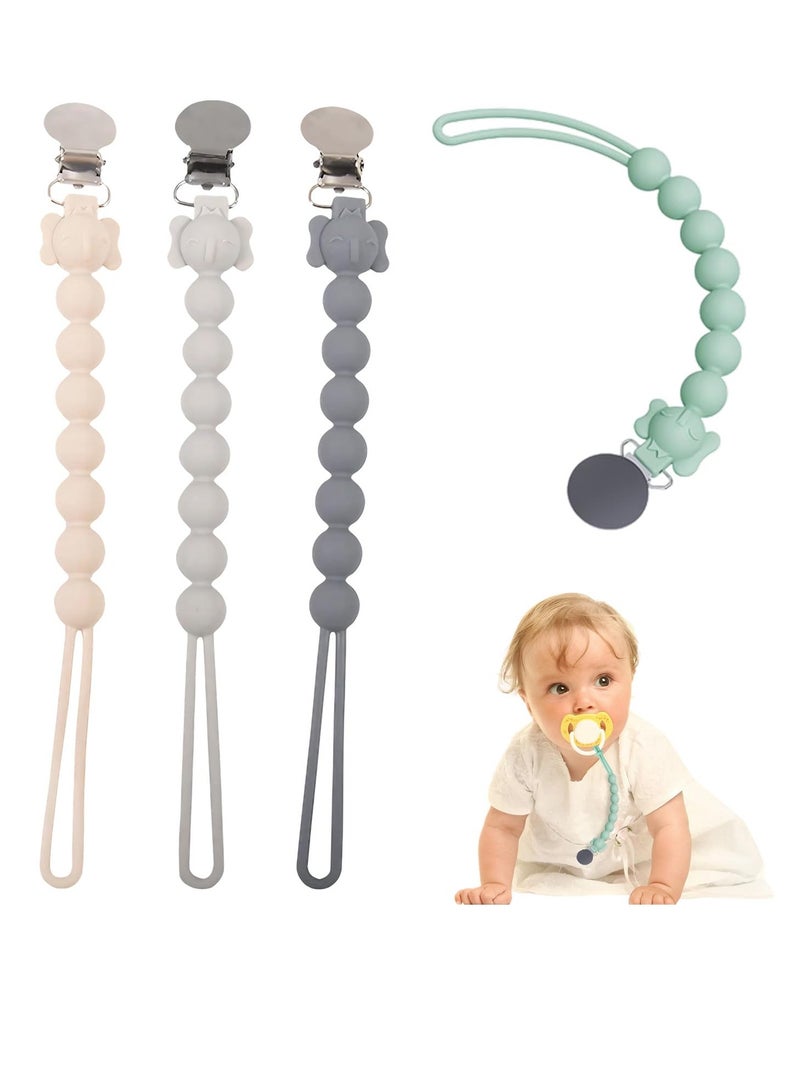4pcs Pacifier Clip, Food Grade Silicone Pacifier Chain, Premium Silicone Smoother Chains BPA Free One-Piece Design Fits Most Pacifiers and Teething Toys - Image 1