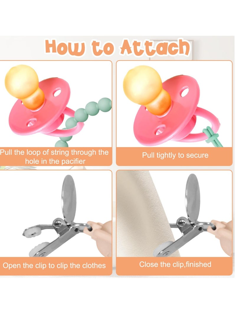 4pcs Pacifier Clip, Food Grade Silicone Pacifier Chain, Premium Silicone Smoother Chains BPA Free One-Piece Design Fits Most Pacifiers and Teething Toys - Image 4