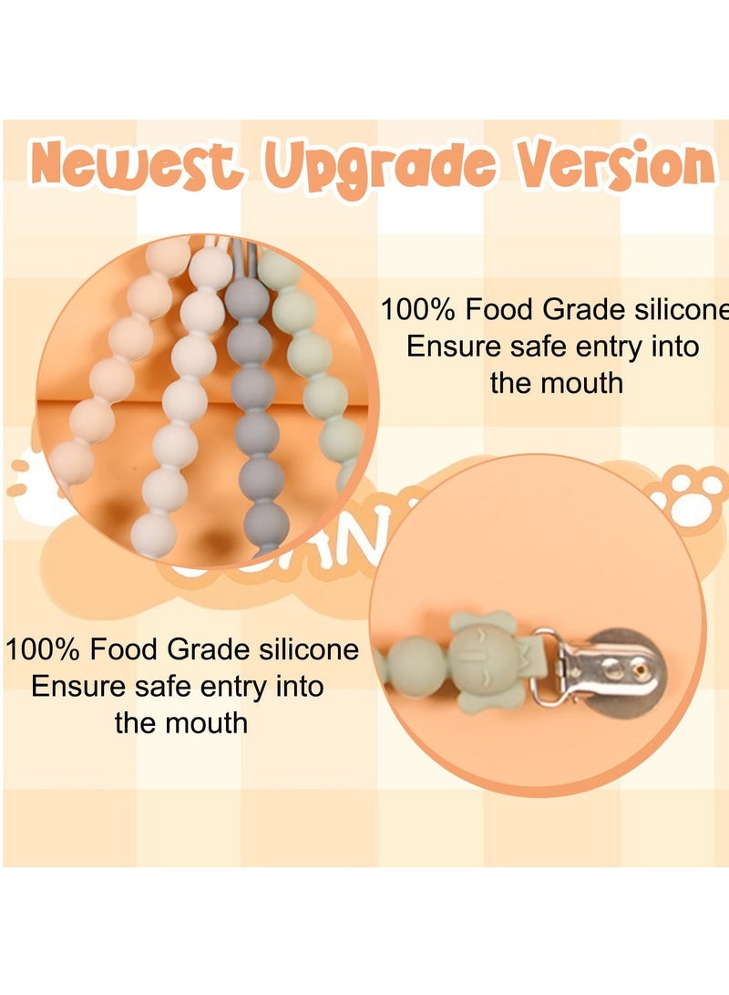 4pcs Pacifier Clip, Food Grade Silicone Pacifier Chain, Premium Silicone Smoother Chains BPA Free One-Piece Design Fits Most Pacifiers and Teething Toys - Image 5