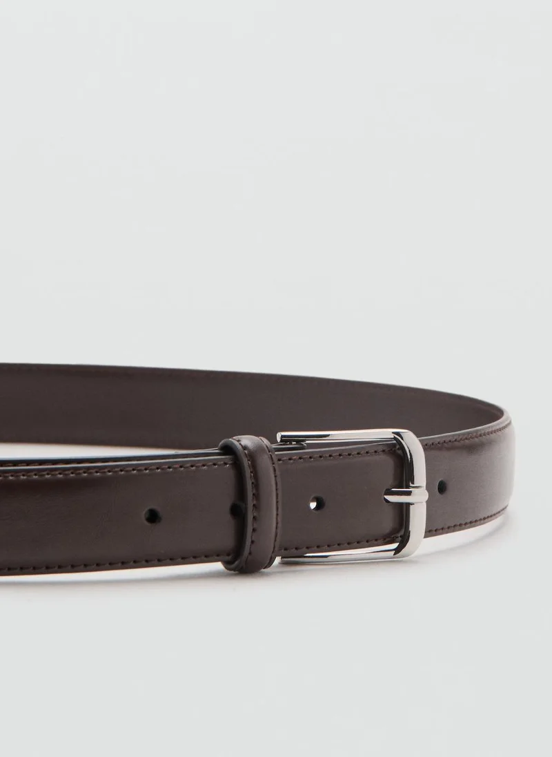 Mango Man Buckle Leather Belt