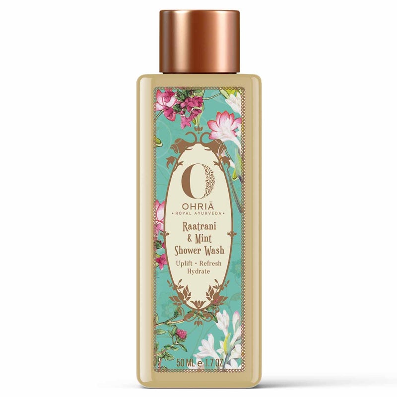 Ohria Ayurveda Raatrani  Mint Shower Wash  Refreshing  Hydrating with Aloe Vera Glycerin  Coconut Derivatives  For All Skin Types  Mild Daily Cleanser - Image 1