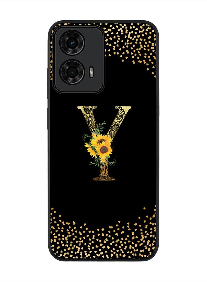 Stylizedd For Motorola Moto G04 / G04s Case,Slim fit Camera Protection, Shockproof Thin Phone cover - Custom Floral Monogram - Y ( Black ) - Image 1