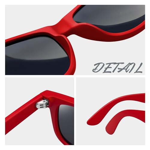 Joopin Red Sunglasses Oversized Square Shades for Women Men Sun Glasses Polarized UV Protection Retro Costume - Image 5
