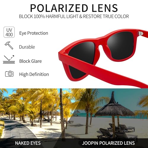 Joopin Red Sunglasses Oversized Square Shades for Women Men Sun Glasses Polarized UV Protection Retro Costume - Image 3