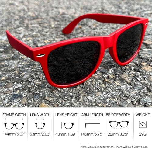 Joopin Red Sunglasses Oversized Square Shades for Women Men Sun Glasses Polarized UV Protection Retro Costume - Image 4