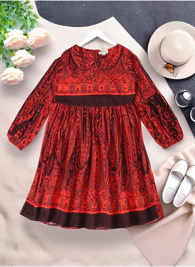 بيلا مودا Bella Moda All-Over Printed Peter Pan Collared A-Line Dress