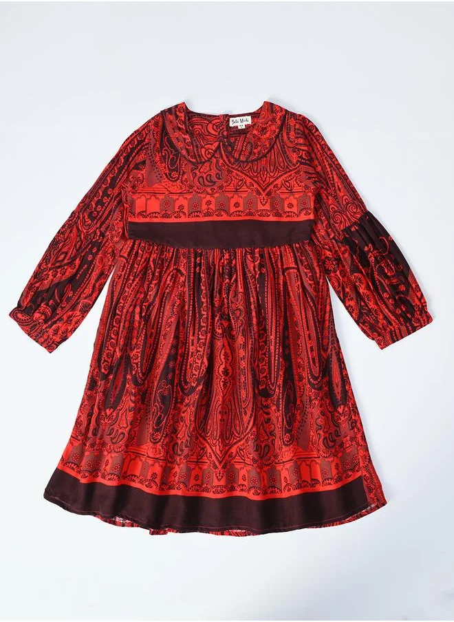 بيلا مودا Bella Moda All-Over Printed Peter Pan Collared A-Line Dress