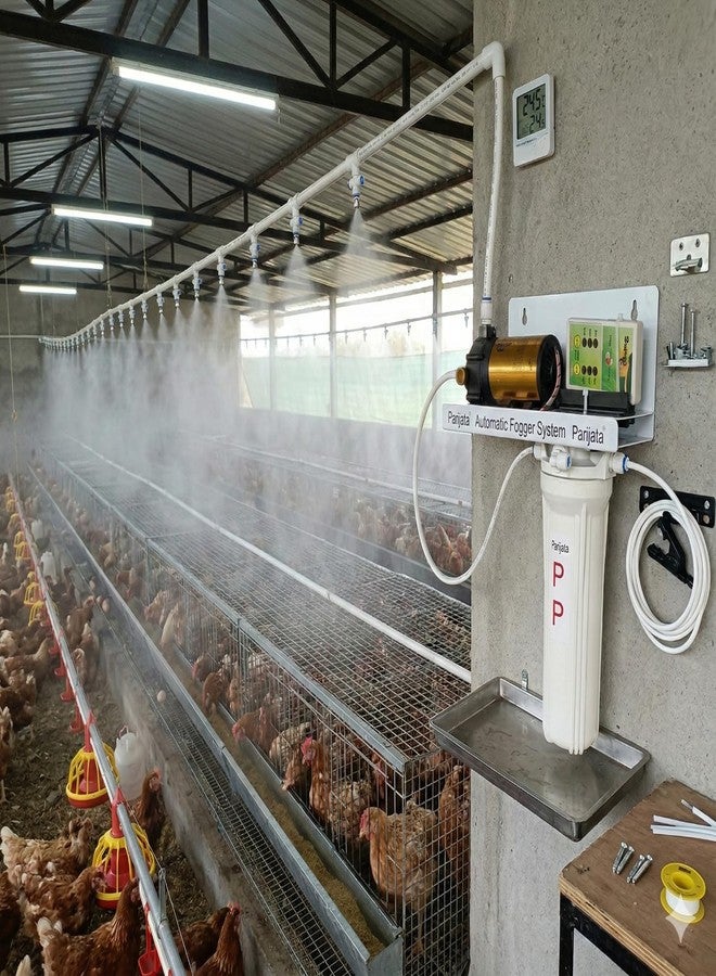 Homenote® Fogger Kit for Dairy & Poultry Farm | Simple Setup Fogger System with 100 GPD Pump, 10 Nozzles & 15m Pipe | CUT THE PIPE YOURSELF | Recommended to cut Nozzle Distance 1.4m - Image 2