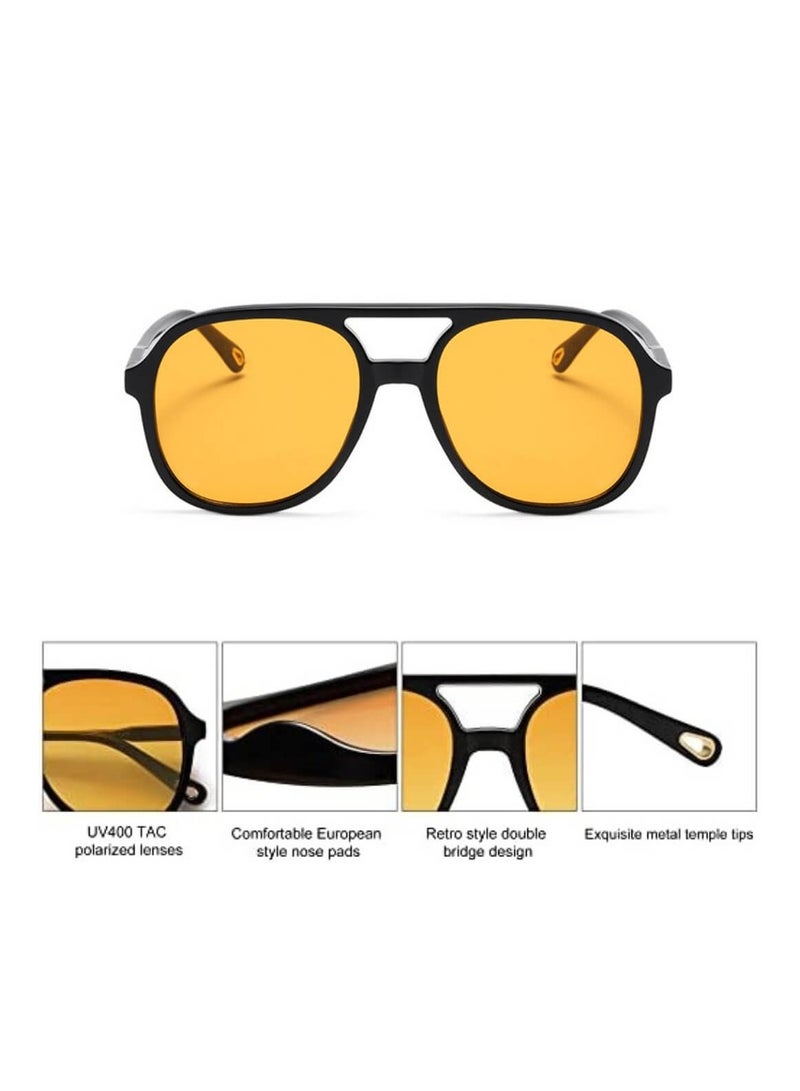 Urban Utility Trendy Sunglasses for Women and Men Retro Vintage Double Bar Aviator Style Polarized UV400 Lenses High-Quality Materials Gift Package Included  - Image 4