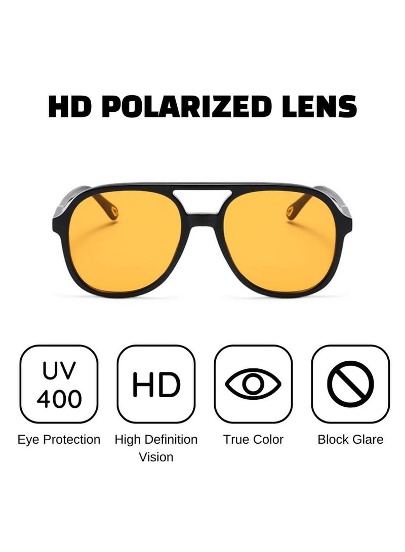 Urban Utility Trendy Sunglasses for Women and Men Retro Vintage Double Bar Aviator Style Polarized UV400 Lenses High-Quality Materials Gift Package Included  - Image 5