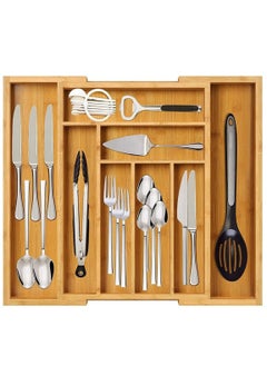 Arabest Bamboo Expandable Utensil Drawer Organizer, Silverware Tray Organizer, Wood Dividers Storage Drawer for Silverware, Flatware, Knives In Kitchen, Bedroom, Living Room  - Image 2