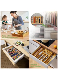 Arabest Bamboo Expandable Utensil Drawer Organizer, Silverware Tray Organizer, Wood Dividers Storage Drawer for Silverware, Flatware, Knives In Kitchen, Bedroom, Living Room  - Image 4