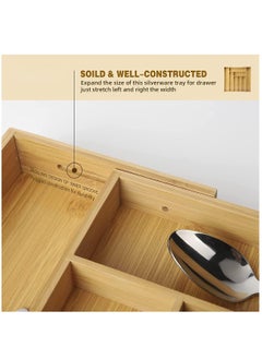 Arabest Bamboo Expandable Utensil Drawer Organizer, Silverware Tray Organizer, Wood Dividers Storage Drawer for Silverware, Flatware, Knives In Kitchen, Bedroom, Living Room  - Image 5