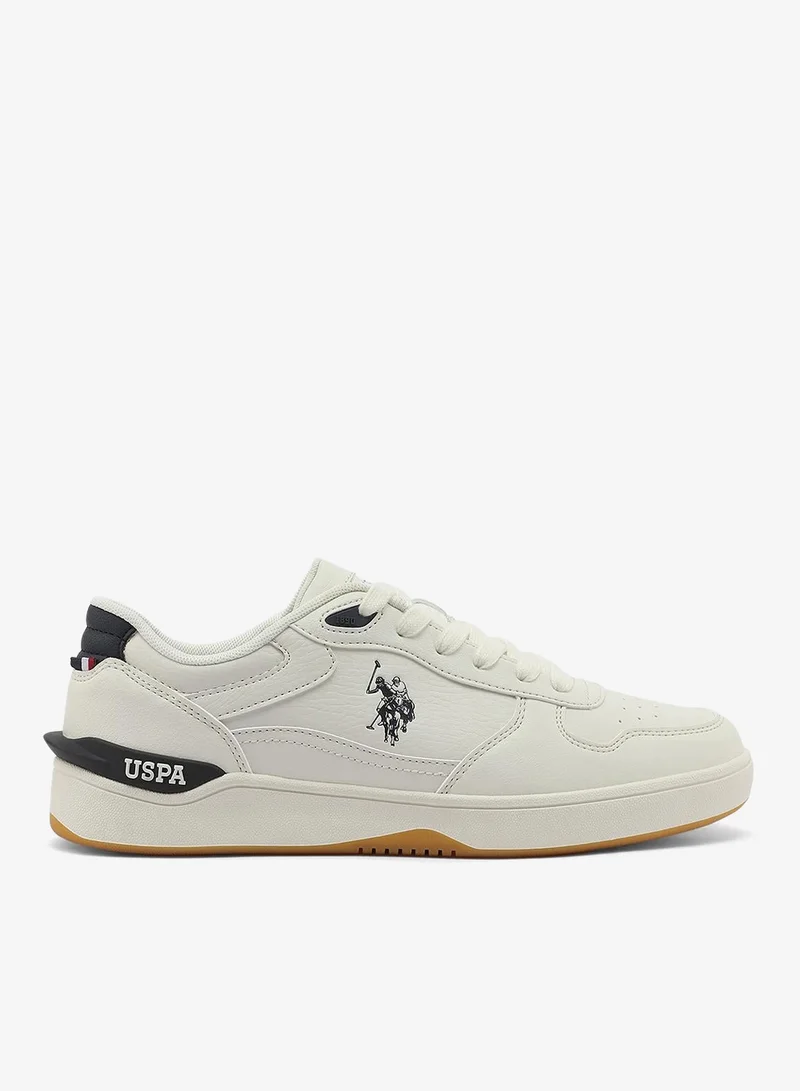 U.S. Polo Assn. Men's White Sneakers - Classic Design with Accents, Comfortable Casual Shoes for Everyday Style
