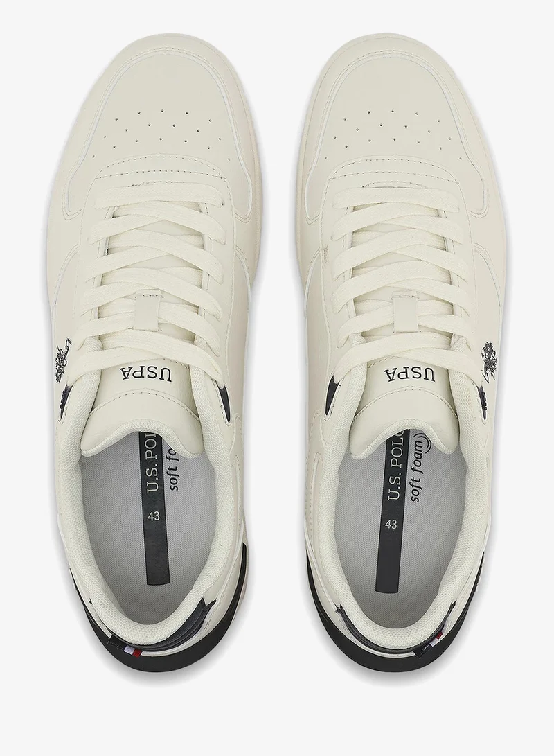 U.S. Polo Assn. white Men's White Sneakers - Classic Design with Accents, Comfortable Casual Shoes for Everyday Style for Men | Best Price UAE