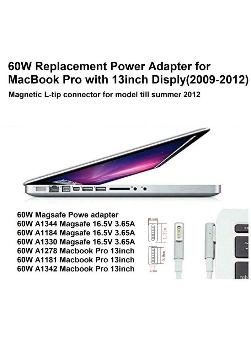 erorex - 60W 16.5V 3.65A Replacement Magsafe AC Power Adapter Charger for 13in MacBook Pro - Image 1