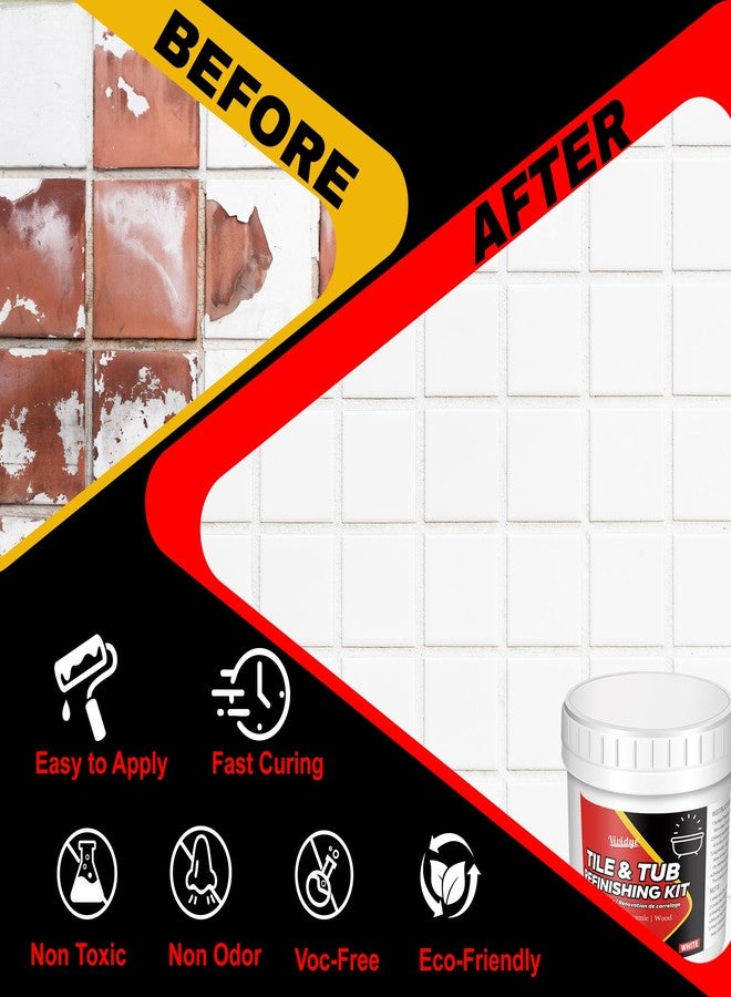 Vividye Tub and Tile Refinishing Kit, 35oz Tub Refinishing Kit with Complete Tools and Hardener, Ceramic Tile Paint for Bathtub, Countertop, Sink, Floor, Wall, Kitchen, Gloss White, Waterproof ＆ Voc Free - Image 4