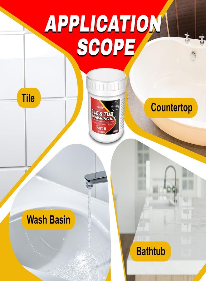 Vividye Tub and Tile Refinishing Kit, 35oz Tub Refinishing Kit with Complete Tools and Hardener, Ceramic Tile Paint for Bathtub, Countertop, Sink, Floor, Wall, Kitchen, Gloss White, Waterproof ＆ Voc Free - Image 5