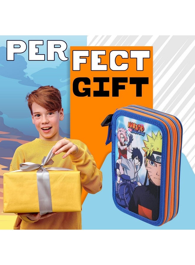 ناروتو حافظة أقلام مع أدوات مكتبية متضمنة، حافظة أقلام كبيرة مملوءة بحجرتين، أقلام تلوين، دفتر ملاحظات صغير، مجموعة قرطاسية للأولاد، هدايا أنمي للأولاد - Image 3