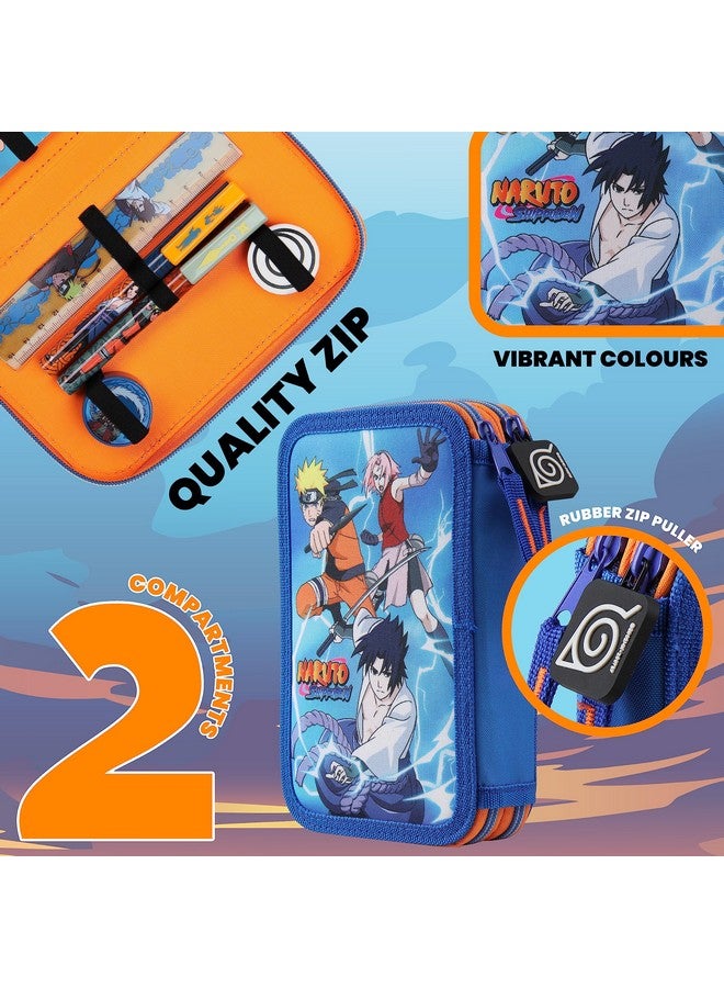 ناروتو حافظة أقلام مع أدوات مكتبية متضمنة، حافظة أقلام كبيرة مملوءة بحجرتين، أقلام تلوين، دفتر ملاحظات صغير، مجموعة قرطاسية للأولاد، هدايا أنمي للأولاد - Image 4