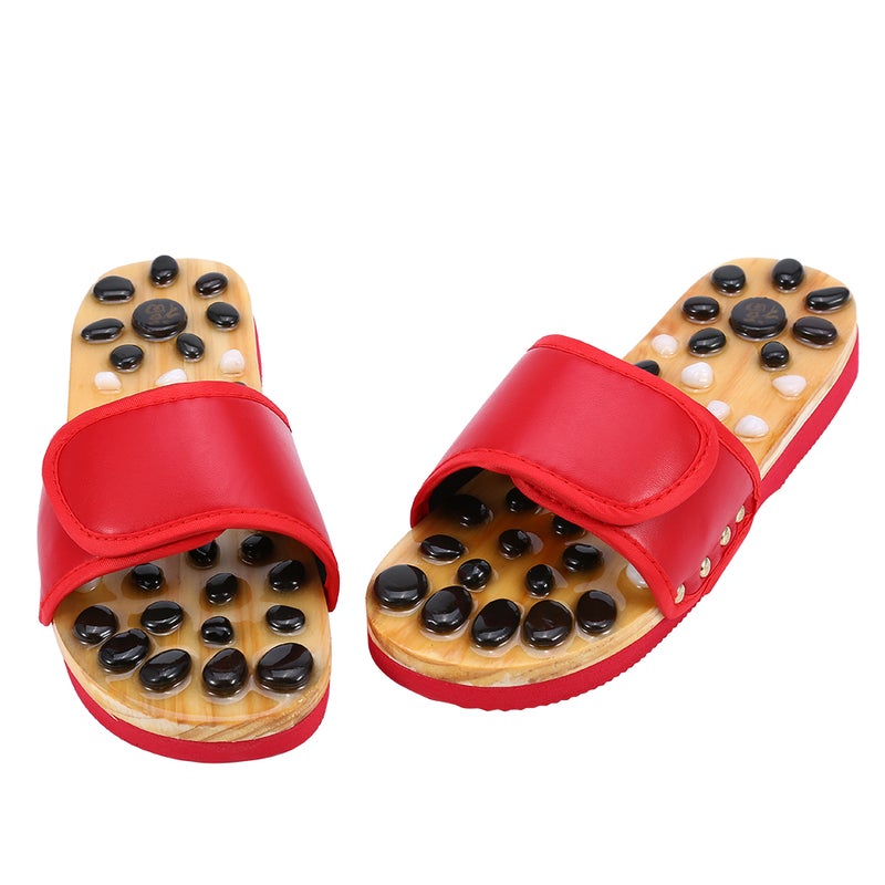 Foot Massage Slippers Portable Non Slip Nature Stone Foot Massage Shoes (Red 38) - Image 5