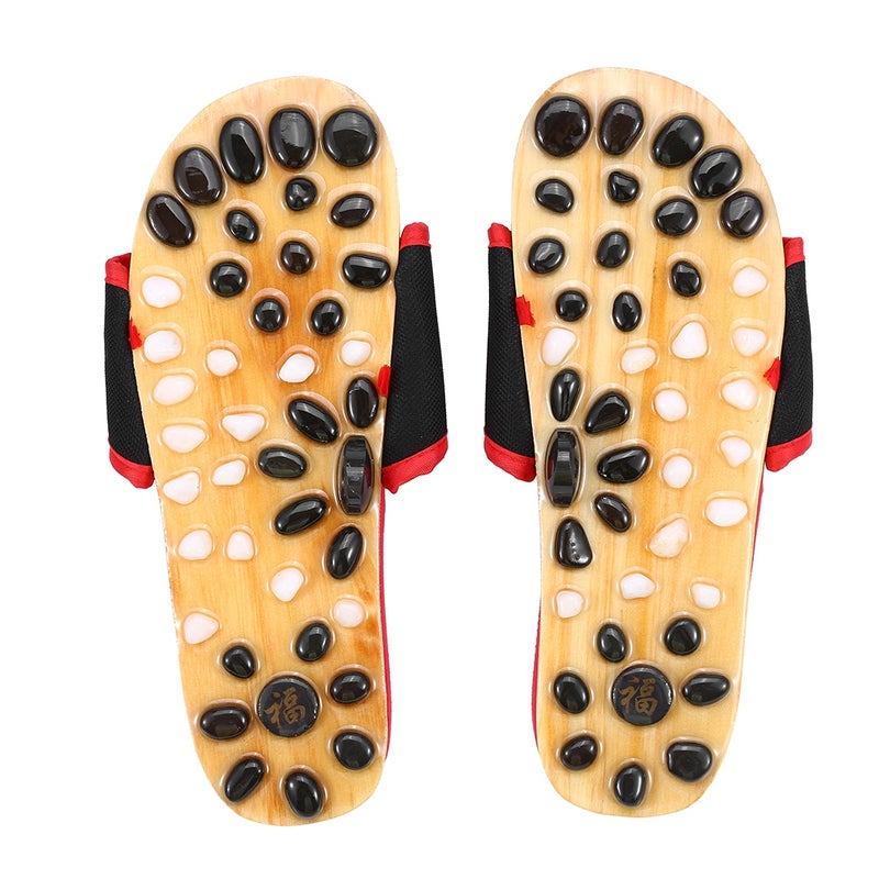 Foot Massage Slippers Portable Non Slip Nature Stone Foot Massage Shoes (Red 38) - Image 2