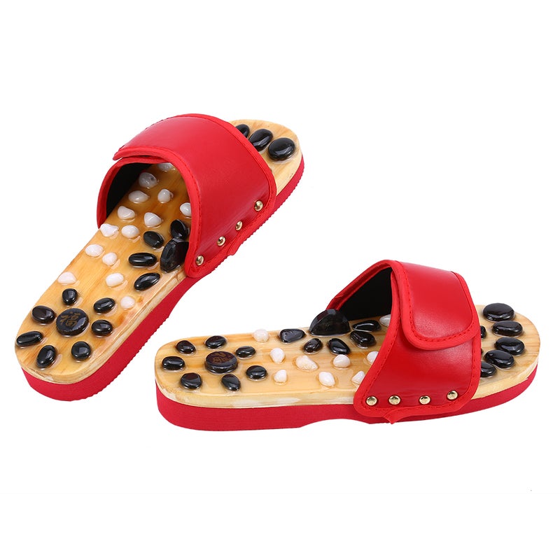 Foot Massage Slippers Portable Non Slip Nature Stone Foot Massage Shoes (Red 38) - Image 4