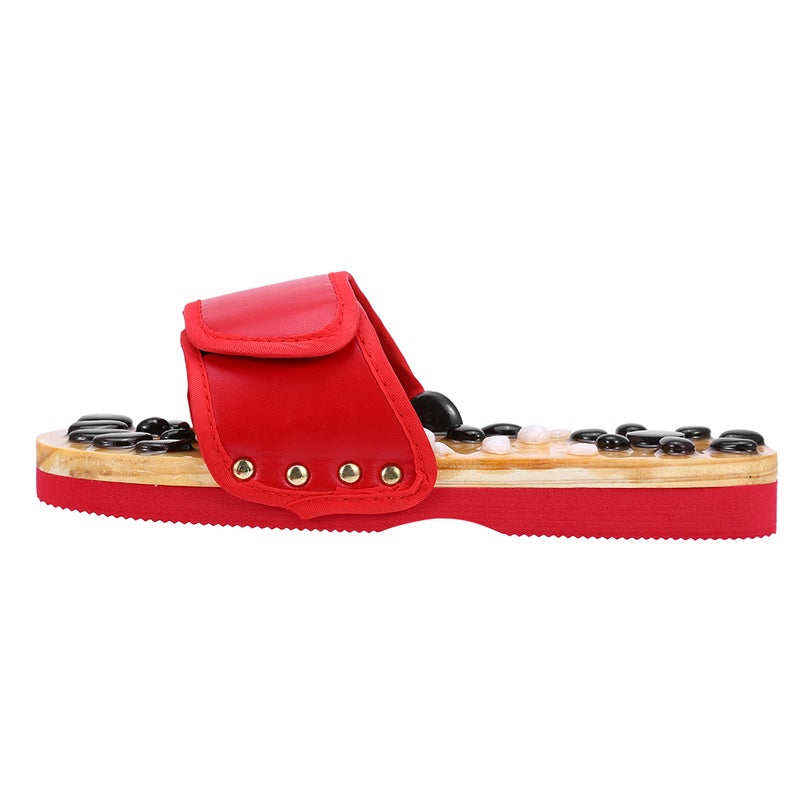Foot Massage Slippers Portable Non Slip Nature Stone Foot Massage Shoes (Red 38) - Image 3