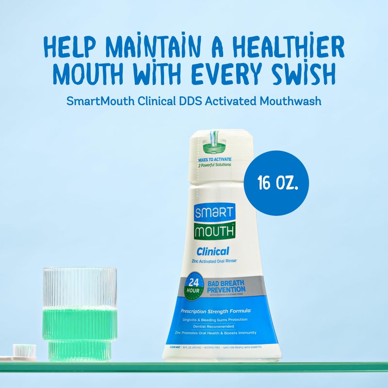 SmartMouth DDS Activated Clinical Mouthwash - for Fresh Breath - Clinical Strength Mouthwash for Gum Health, Gingivitis & More - Clean Mint Flavor, 16 fl oz - Image 2