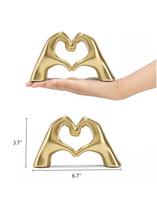 FANTESTICRYAN Medium Heart Hands Statues Hand Love Sculpture Cute Decorative Home Decor Ornaments for Living Room, Wedding, Office Desktop, Cabinets, Bookshelf (Gold, Medium) - Image 3